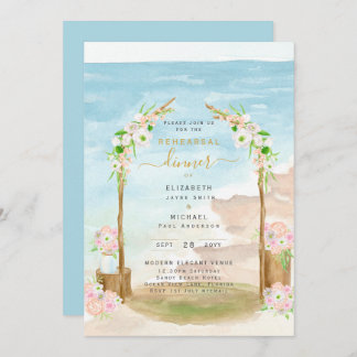 Watercolor Beach Coastal Rehearsal Dinner Invite