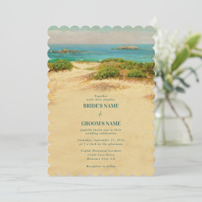 Watercolor Beach Coastal Wedding Invitation (Standing Front)