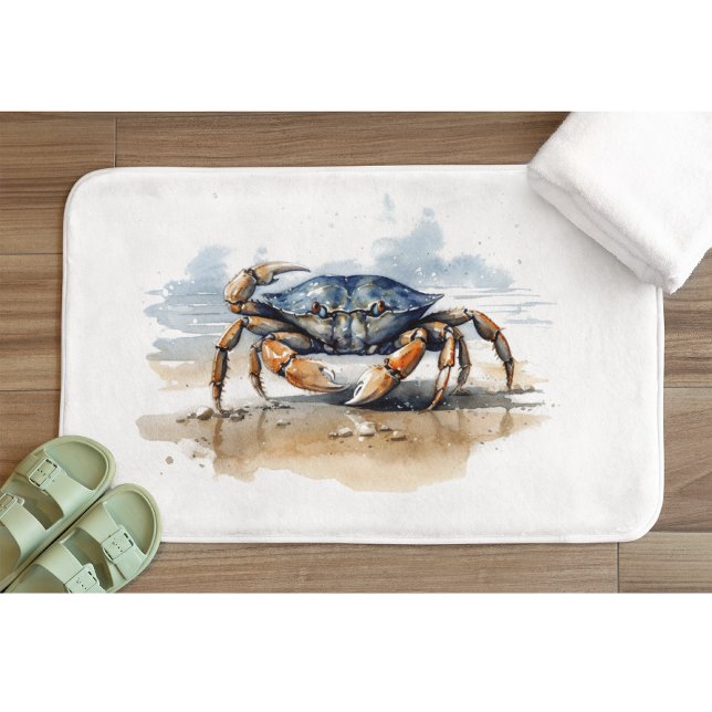 Watercolor Beach Crab Bath Mat (Creator Uploaded)