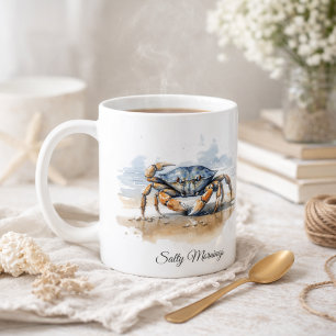 Watercolor Beach Crab, custom Coffee Mug