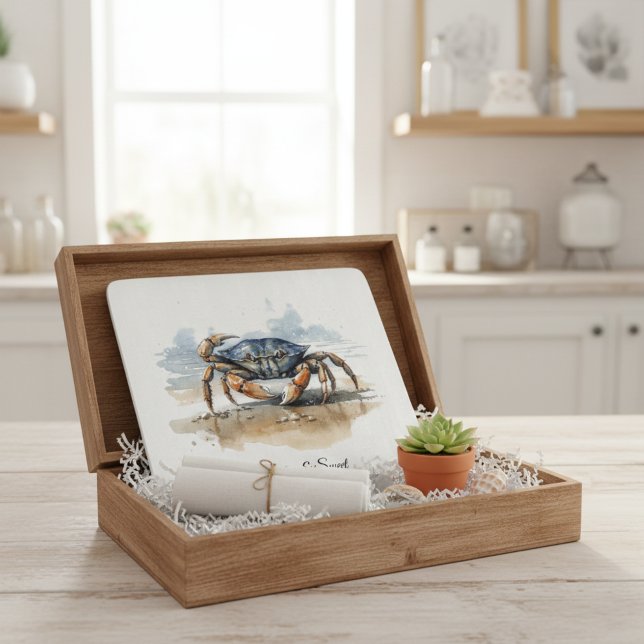 Watercolor Beach Crab, custom Cutting Board (Creator Uploaded)