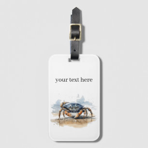 Watercolor Beach Crab, custom Luggage Tag