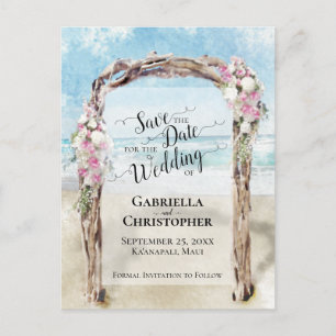 Watercolor Beach Destination Wedding Save the Date Announcement Postcard