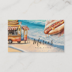 Watercolor Beach Food Truck Business Card