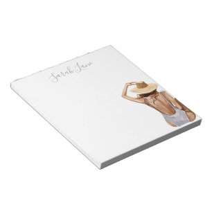 Watercolor Beach Girl Personalised Notepad
