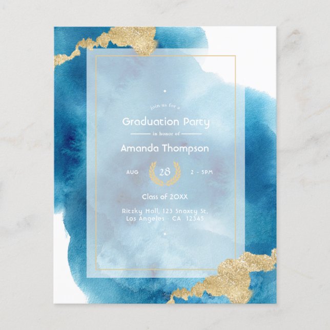 Watercolor Beach Graduation Party Invitation Flyer (Front)