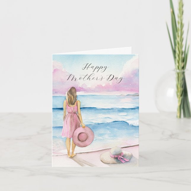 Watercolor Beach Greeting Card For Mother's Day (Front)