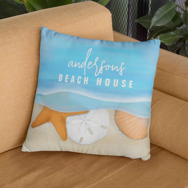 Watercolor Beach House Custom Ocean Cushion (Creator Uploaded)