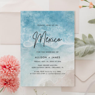 Watercolor Beach MexicoWedding Invitation