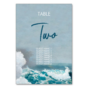 Watercolor Beach Monogram Wedding Table Number