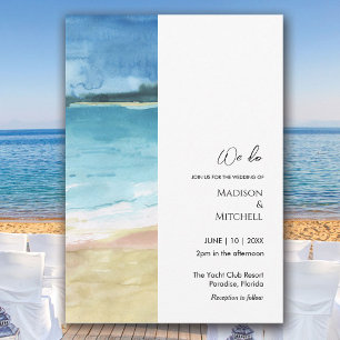 Watercolor Beach Ocean Destination Wedding Invitation