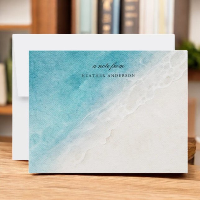 Watercolor Beach Ocean Personalised Stationery Card (Creator Uploaded)