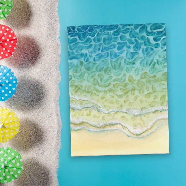 Watercolor Beach Ocean Scene Postcard (Creator Uploaded)