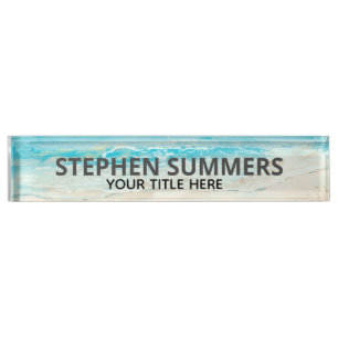 Watercolor Beach Ocean Surf Personalised Nameplate