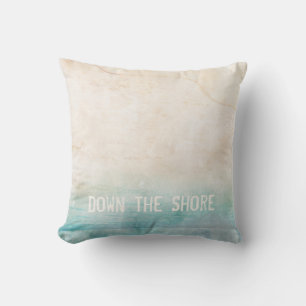 Watercolor Beach Ocean Water Sand Down The Shore  Cushion