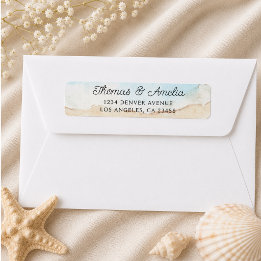 Watercolor Beach On The Beach Summer Wedding Return Address Label