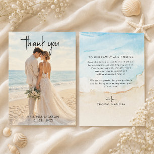 Watercolor Beach On The Beach Summer Wedding Thank You Card