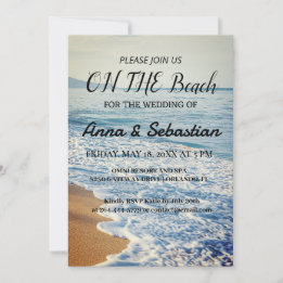 Watercolor Beach On The Beach Wedding Invitation