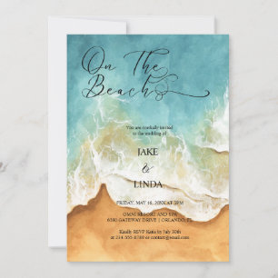Watercolor Beach On The Beach Wedding Invitation