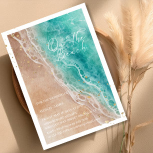 Watercolor Beach On The Beach Wedding  Invitation