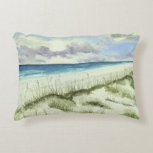 Watercolor beach painting Accent Pillow 