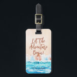 Watercolor Beach Personalised Name  Luggage Tag<br><div class="desc">Watercolor beach painting custom name luggage tag</div>
