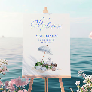 Watercolor Beach Picnic Bridal Shower Welcome Poster