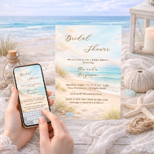 Watercolor beach sand dunes Bridal Shower Invitation