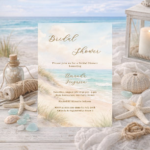 Watercolor beach sand dunes Bridal Shower Invitation