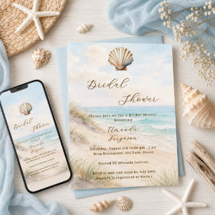 Watercolor beach sand dunes Bridal Shower Invitation
