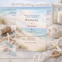 Watercolor beach sand dunes wedding