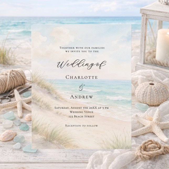 Watercolor beach sand dunes wedding invitation (Creator Uploaded)