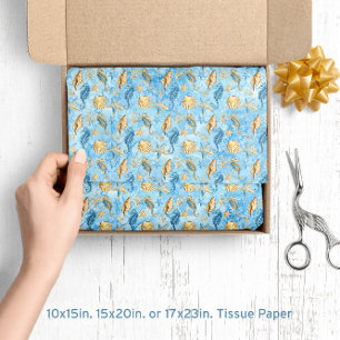 🐚 Watercolor Beach Sea Life Shells & Starfish Tissue Paper