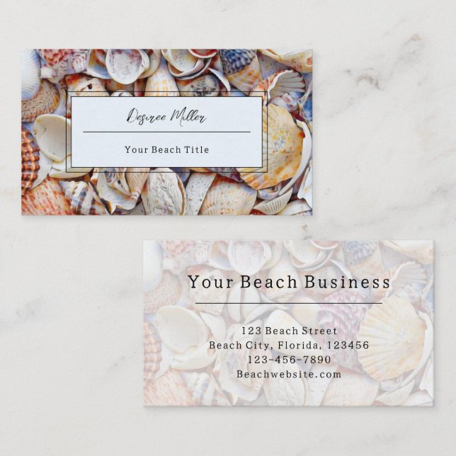 Watercolor Beach Seashells  Business Card (Front/Back)