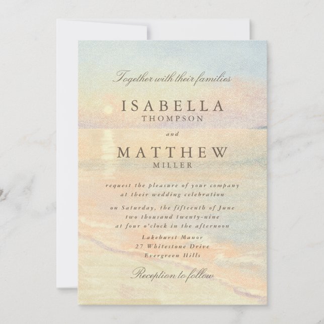 Watercolor Beach Sky Wedding Invitation (Front)