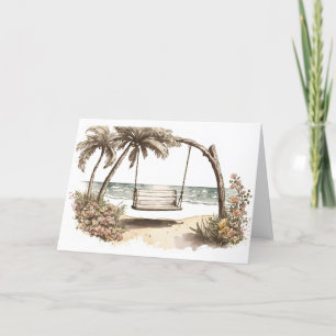 Watercolor Beach Swing and Card