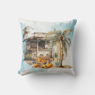 Watercolor Beach Thanksgiving Cushion