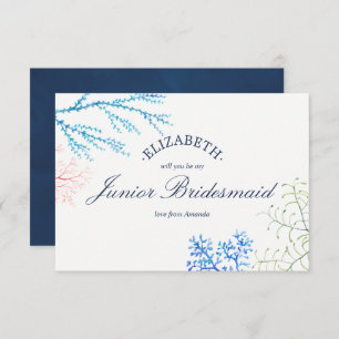 Watercolor Beach Theme Be My Junior Bridesmaid Invitation