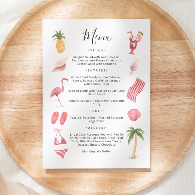Watercolor Beach Theme Menu Invitation (Creator Uploaded)