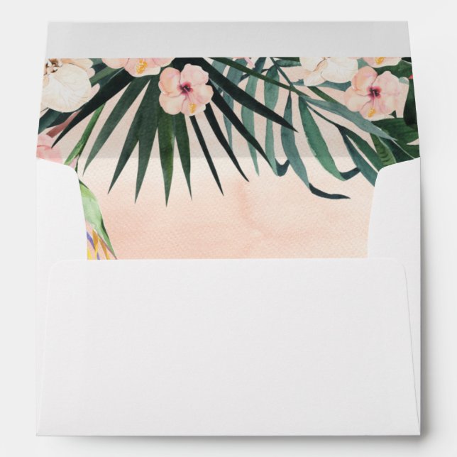 Watercolor Beach Tropical Wedding Invitation Envel Envelope (Back (Bottom))