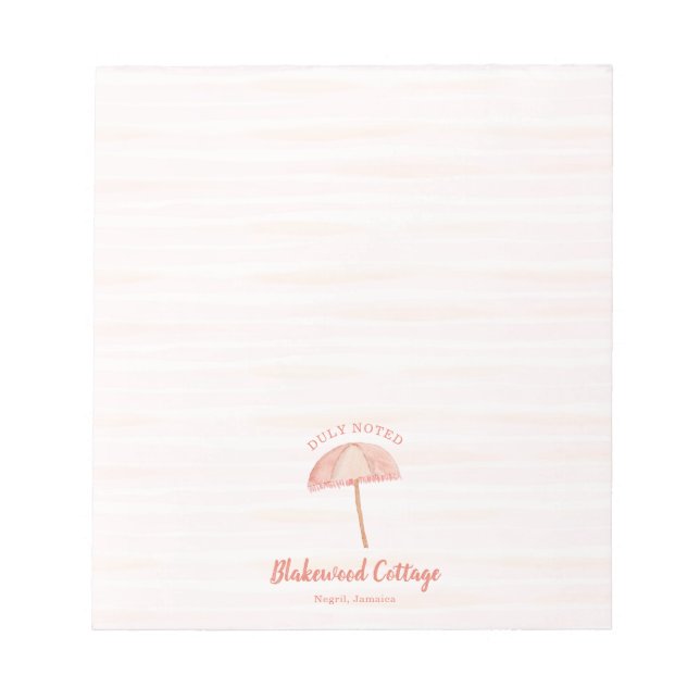 Watercolor Beach Umbrella Tropical Notepad (Front)