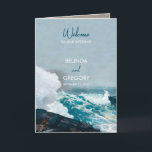 Watercolor Beach Waves Wedding Order of Service Program<br><div class="desc">A beautiful watercolor beach ocean waves themed wedding design with minimalist accents and monogram. This design is ideal for all Spring, Summer, Fall and Winter weddings. An elegant seaside watercolor design in a contemporary theme. A classy beach wedding order of service program design with modern elements. Matching wedding invitations and...</div>