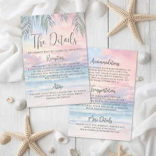 Watercolor Beach Wedding Details Enclosure Card
