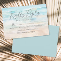 Watercolor Beach Wedding RSVP Reply Card