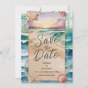 Watercolor Beach Wedding Save The Date