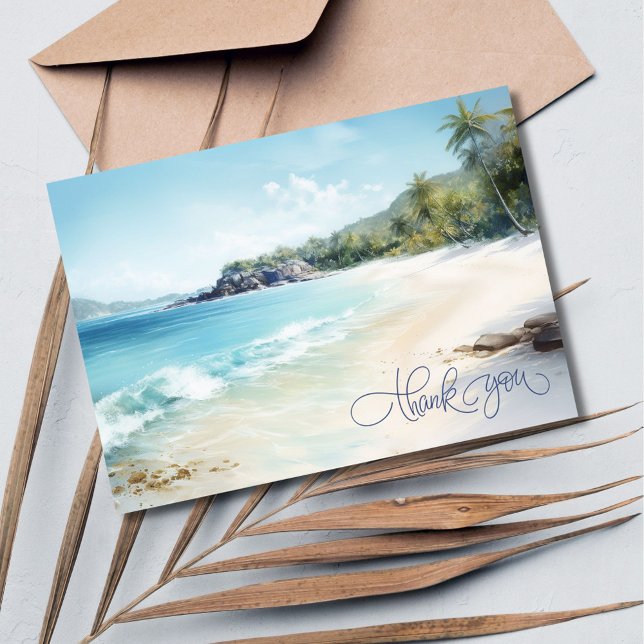 Watercolor Beach Wedding Thank You card (Watercolor Beach Wedding Thank You card)