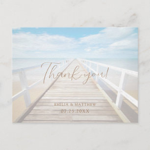 Watercolor Beach Wedding Thank you Postcard