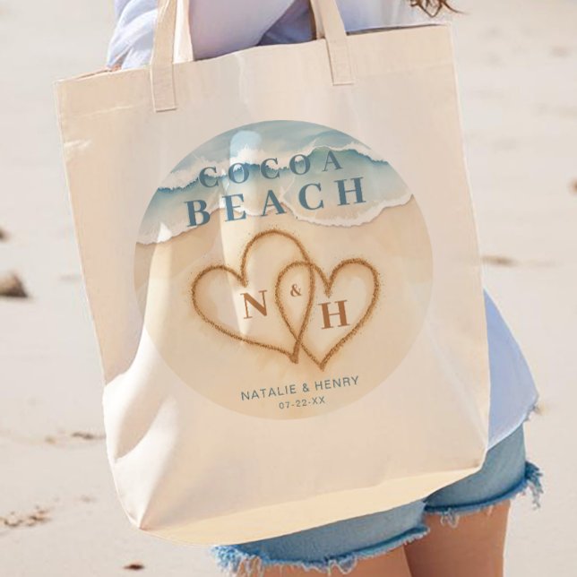 Watercolor Beach Wedding Welcome Tote Bag (Wedding Beach Bag )
