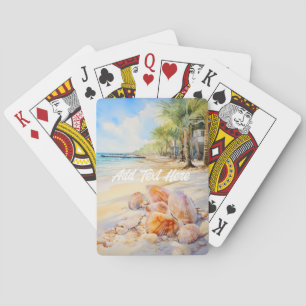 Watercolor Beach with Seashells Playing Cards