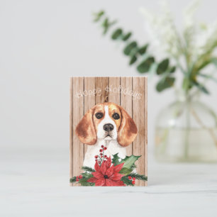 Watercolor Beagle & Christmas Bouquet Card